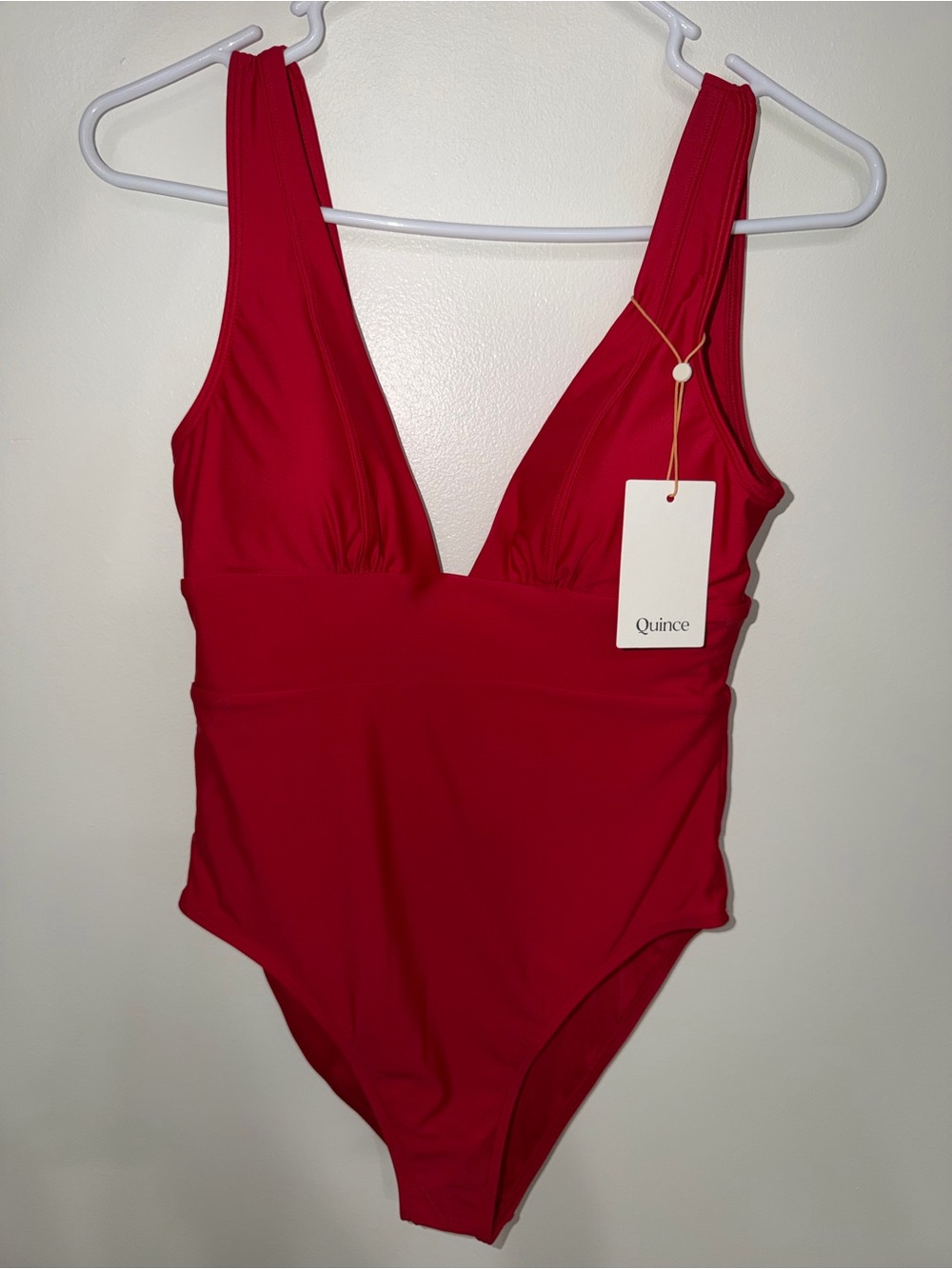 Quince Italian Plunge Red One-Piece Swimsuit